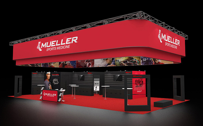 Messestand für Mueller auf der ISPO 2018: Herausforderung