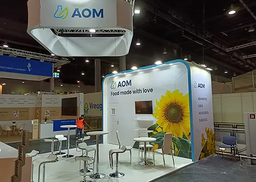exhibition stand in Maastricht for AOM at FIE 2021
