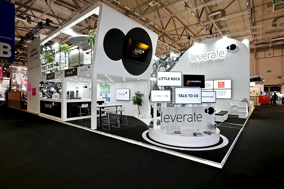 Double Decker Exhibition Stands at DMEXCO 2019 for leverate Media in Cologne, Germany