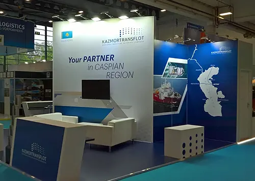 exhibition booth in Bremen for Kazmortransflot at Breakbulk 2019