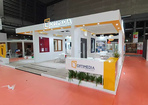 exhibition booth in Lyon for Optimedia at Equipbaie 2021