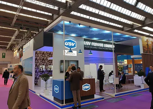 exhibition booth in Leipzig for USV at CPHI 2019