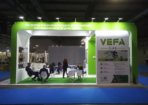exhibition booth in Strasbourg for Optimedia at CPHI 2021